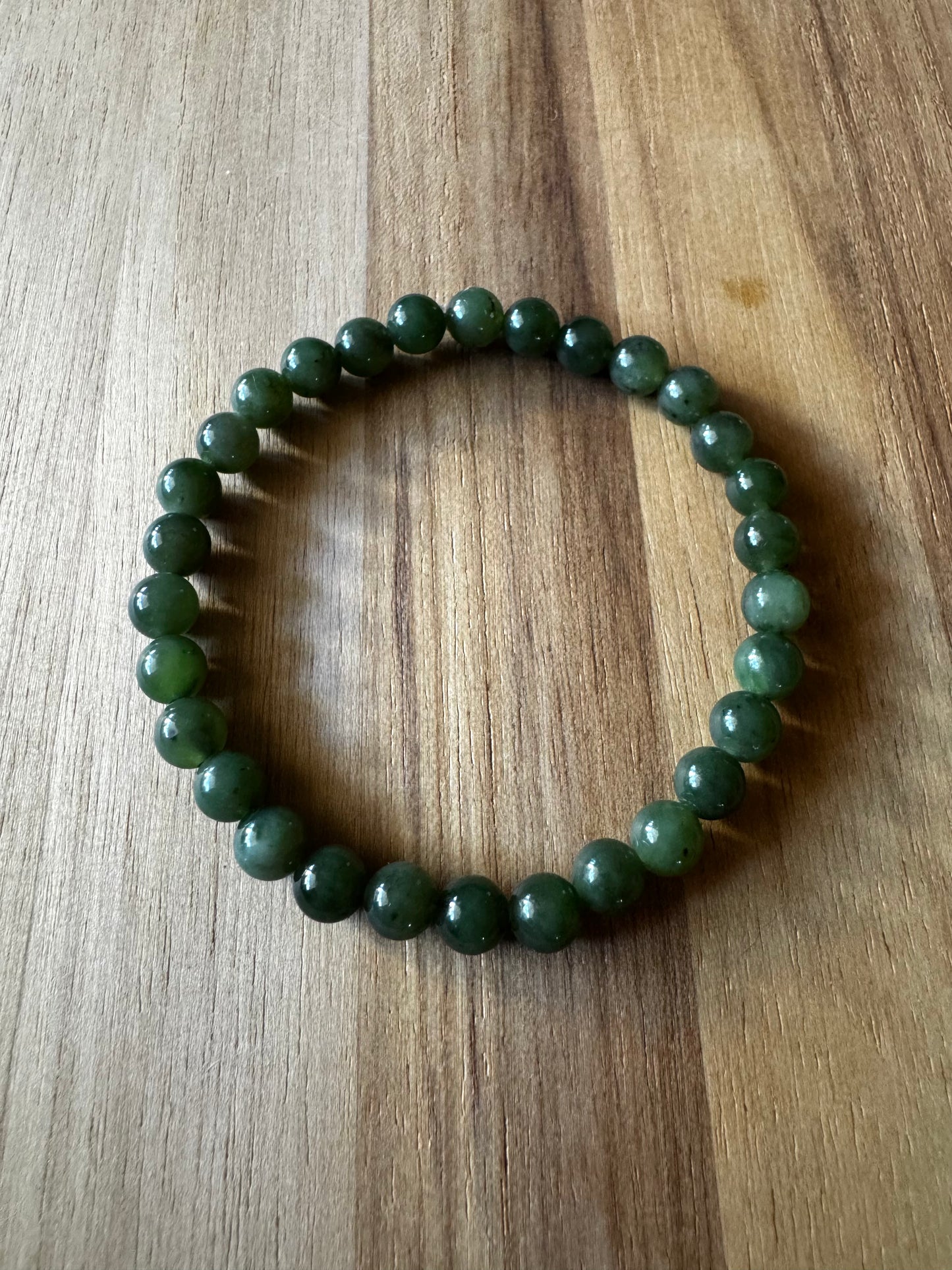 Dainty Canadian Jade Stretch Bracelet ~ 6.5”