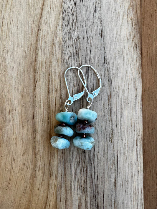 Larimar Dangle Earrings ~ Sterling Silver
