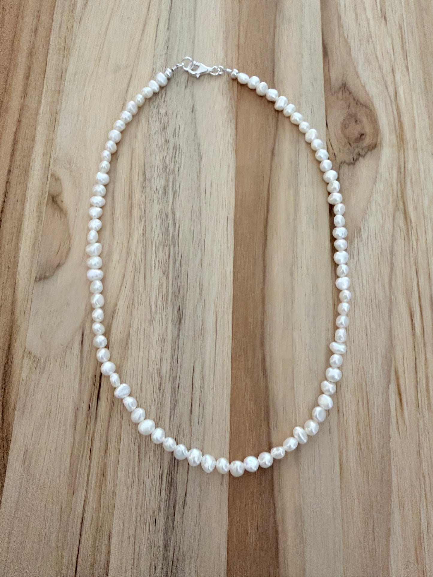 Custom ~ White freshwater pearl Necklace ~ Sterling silver