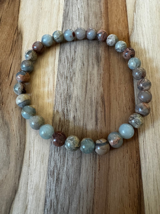Dainty Shoushan Stone Stretch Bracelet ~ 6.5”