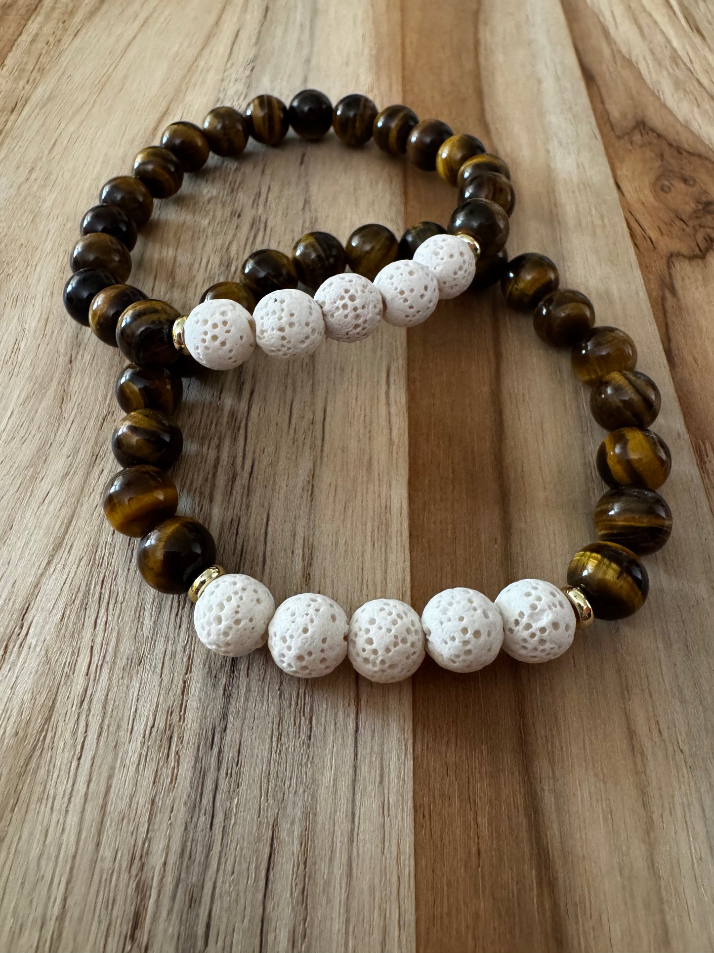 Tigereye Aromatherapy Diffuser Stretch Bracelet with Lava Stone