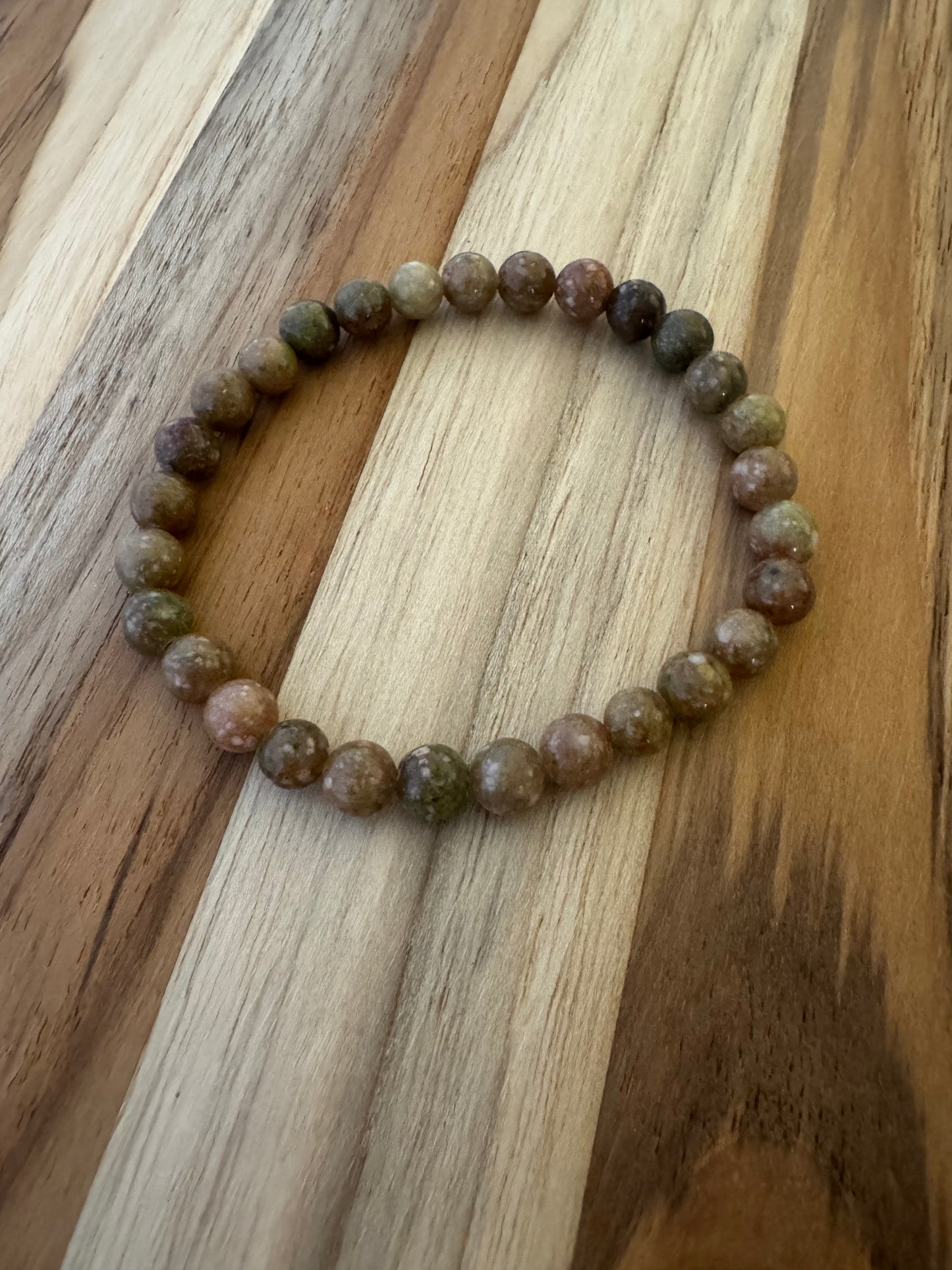 Autumn Jasper stretchy Bracelet Set with Bronze Color Aztec Sun -My Urban Gems
