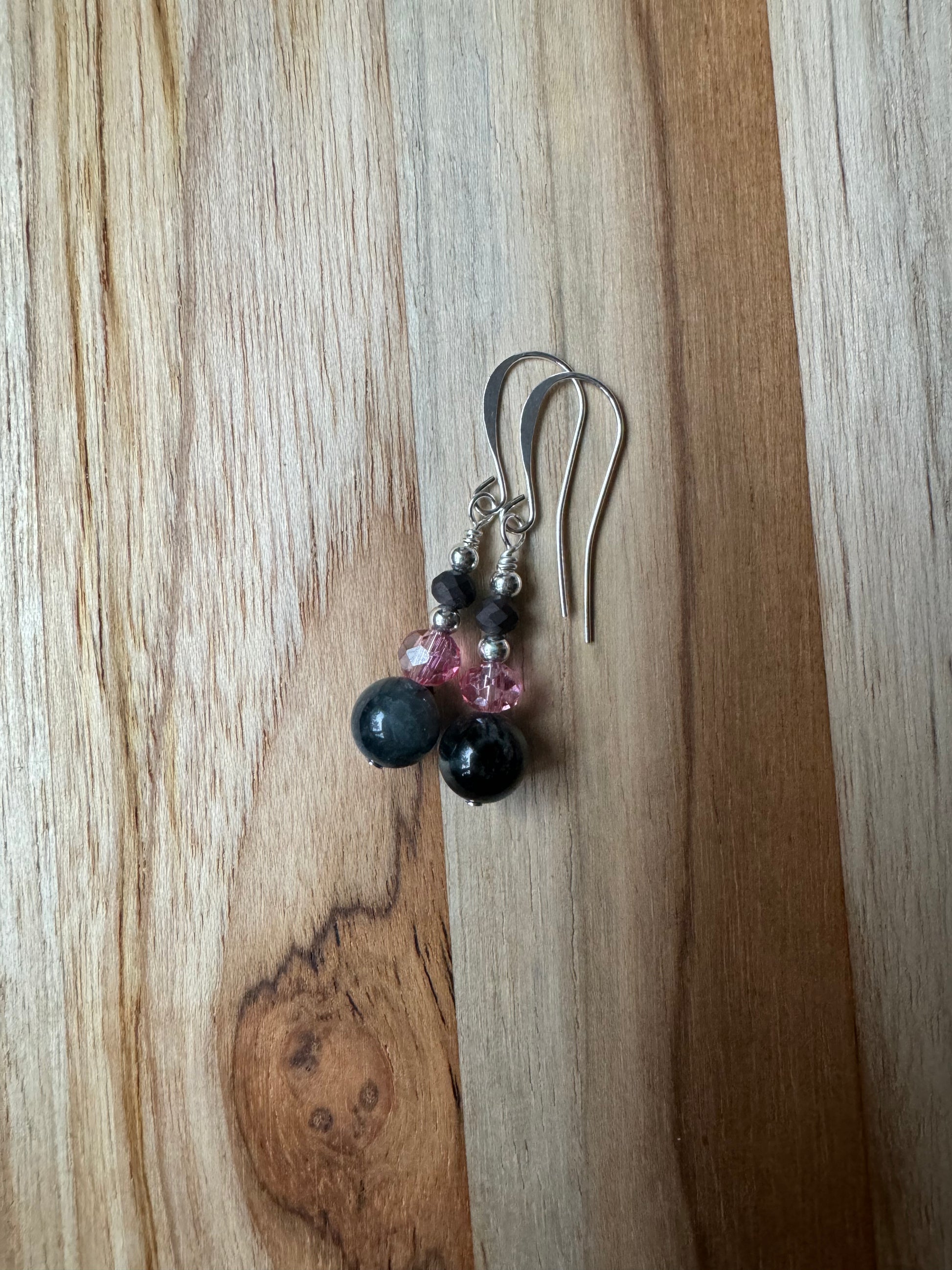 Eagle Eye Stone Silver Plated Dangle Earrings with Crystal Beads - My Urban Gems