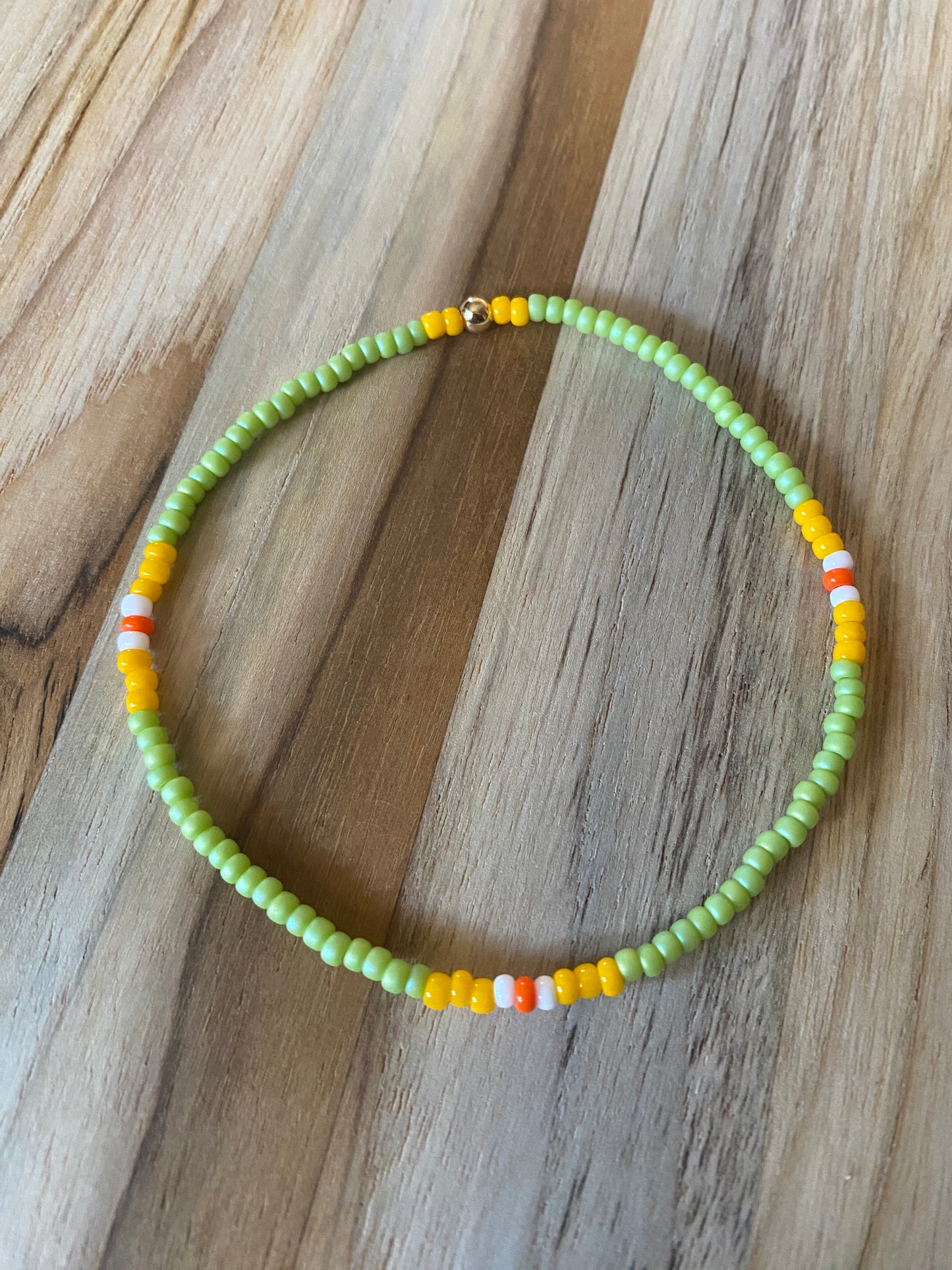 Dainty Stackable Seed Bead Ankle Bracelet Anklet Green