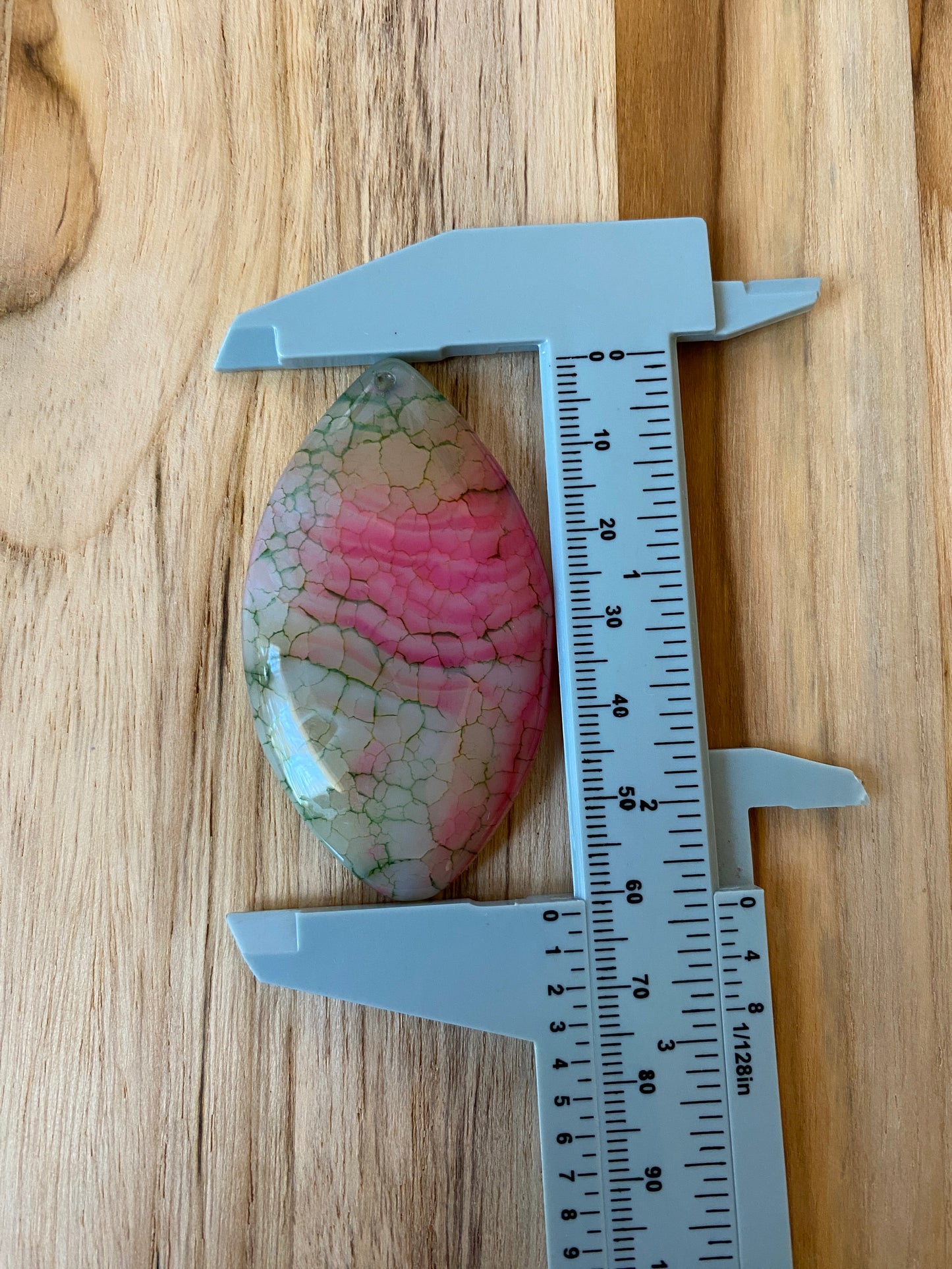 Large Marquis Shape Dragon Vein Agate Pendant Bead Pink Green
