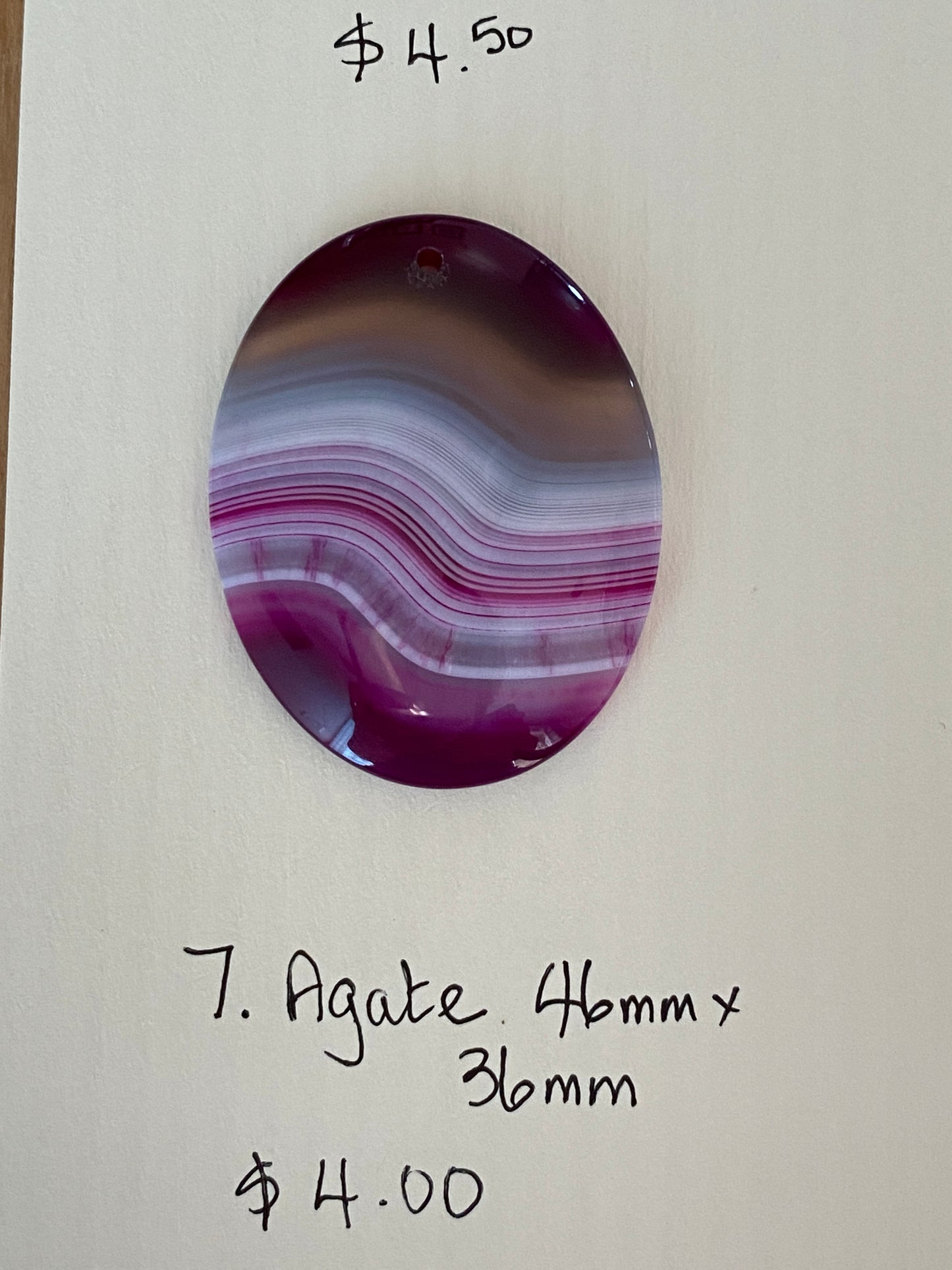 Oval Agate Pendant Bead Purple/Pink