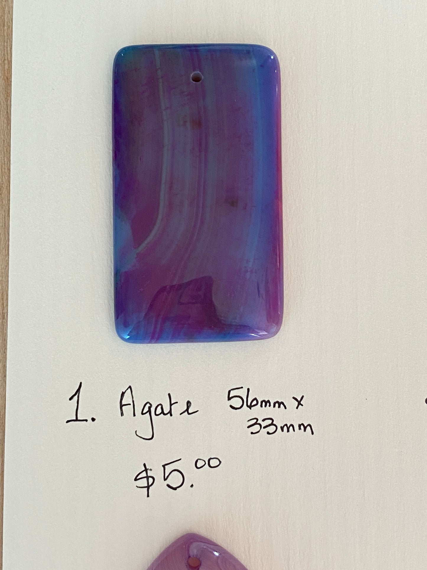 Rectangle Agate Pendant Purple