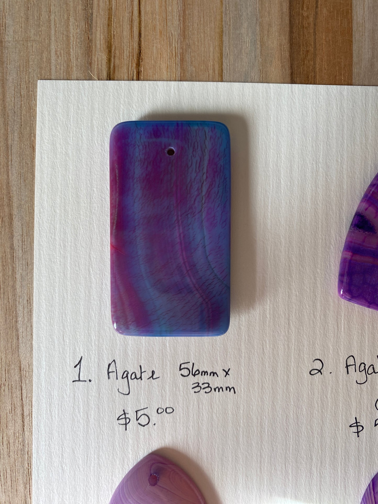 Rectangle Agate Pendant Purple