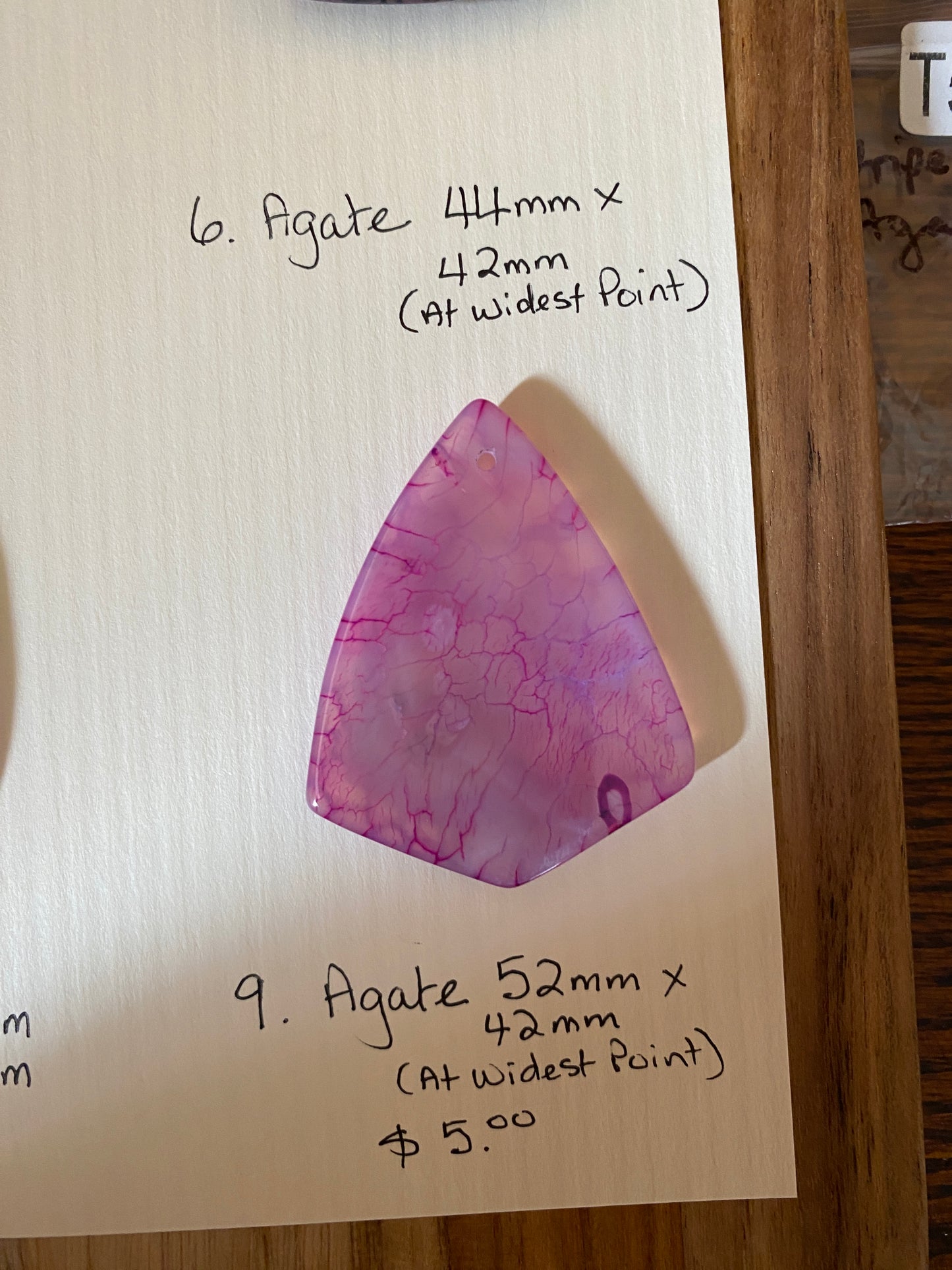 Triangle Shape Agate Pendant Piece Pink/Purple