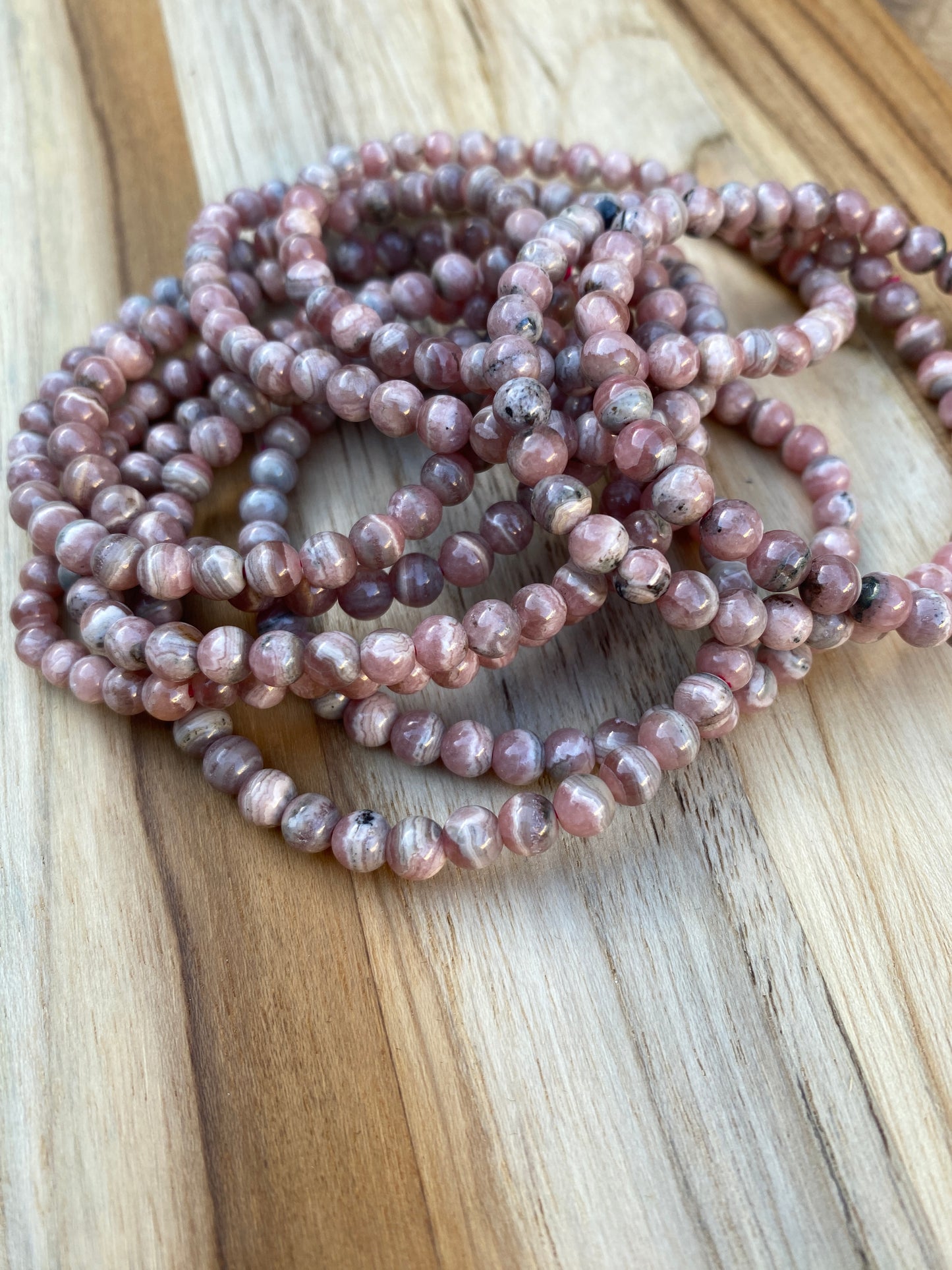 Dainty Pink Rhodochrosite Stretch Bracelet