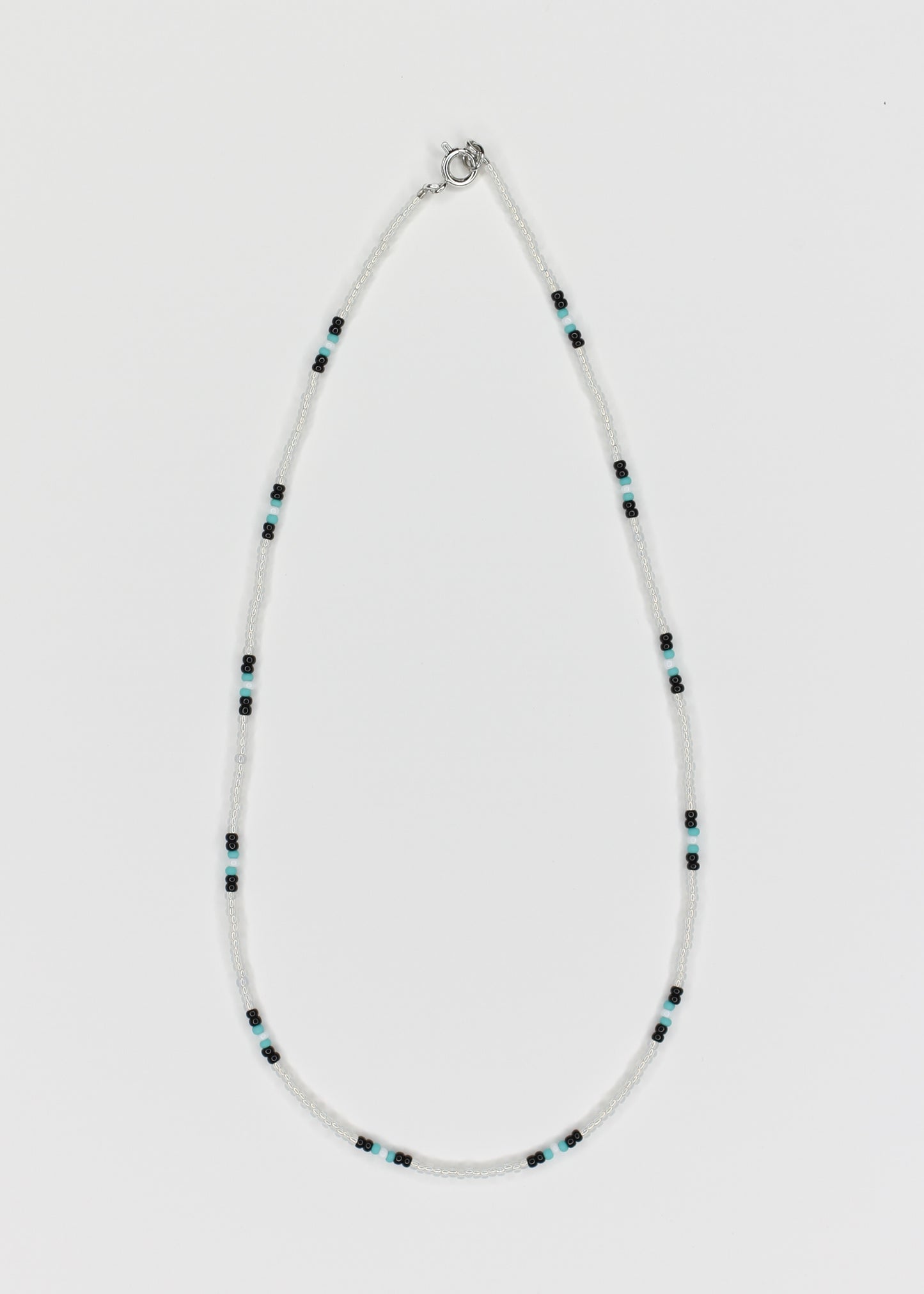 16" Dainty Minimalist Seed Bead Necklace Multi Opalite Blue