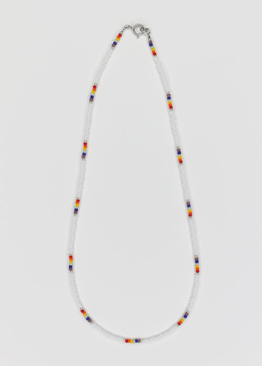 16" Minimalist Pride Seed Bead Necklace Multi Color Rainbow