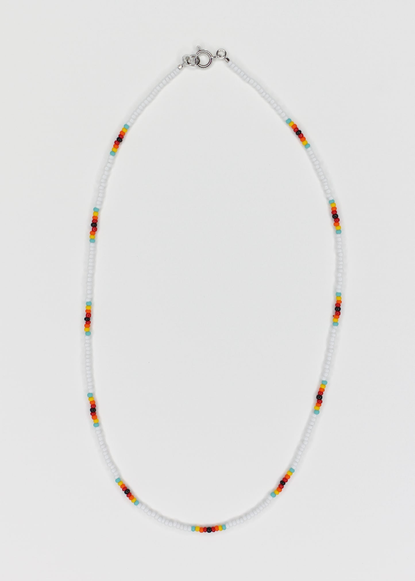 16" Dainty Minimalist Seed Bead Necklace White Multi Color