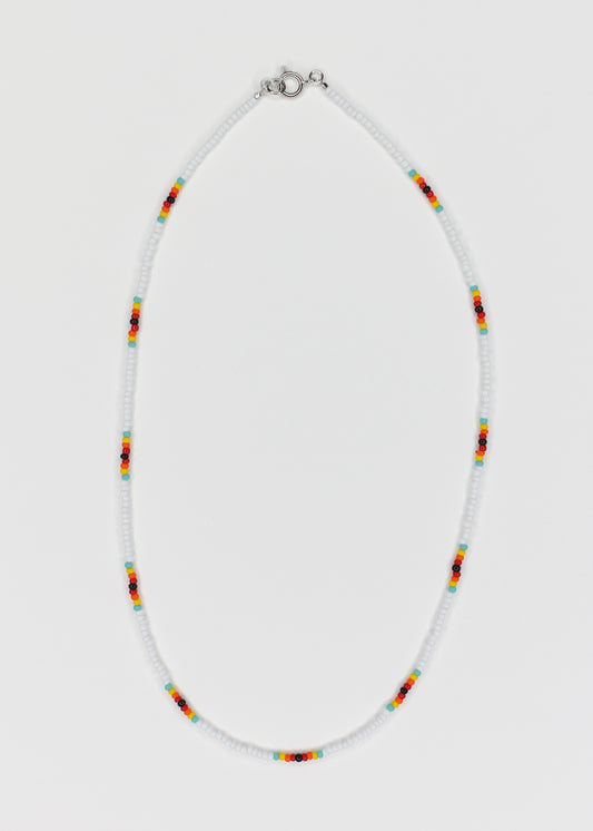 16" Dainty Minimalist Seed Bead Necklace White Multi Color