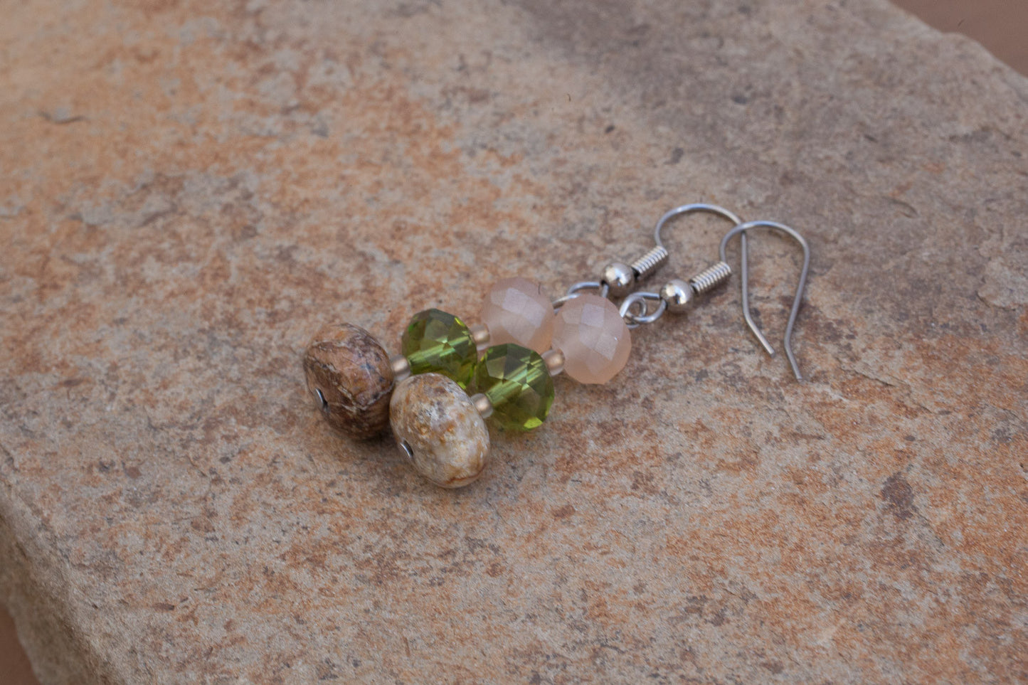Flower Jade & Crystal Earrings