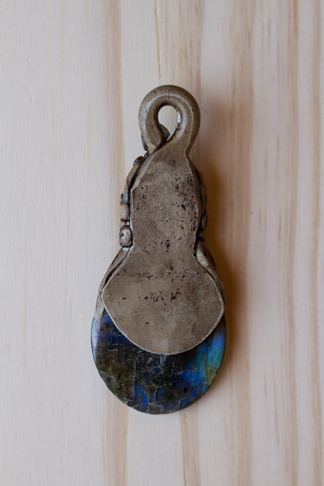 Labradorite Gemstone Pendant with Polymer Clay
