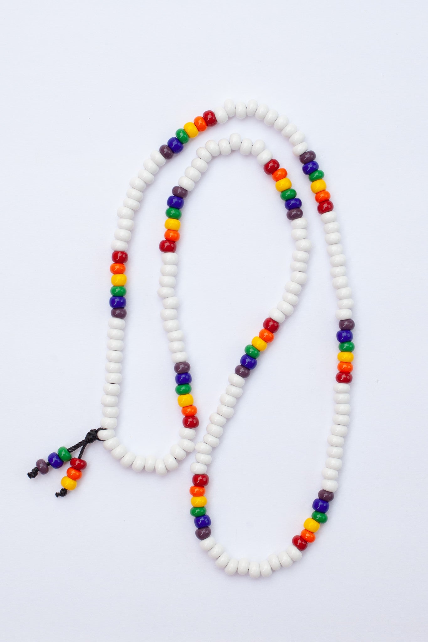 28 Long White Unisex Pride Rainbow Beaded Necklace