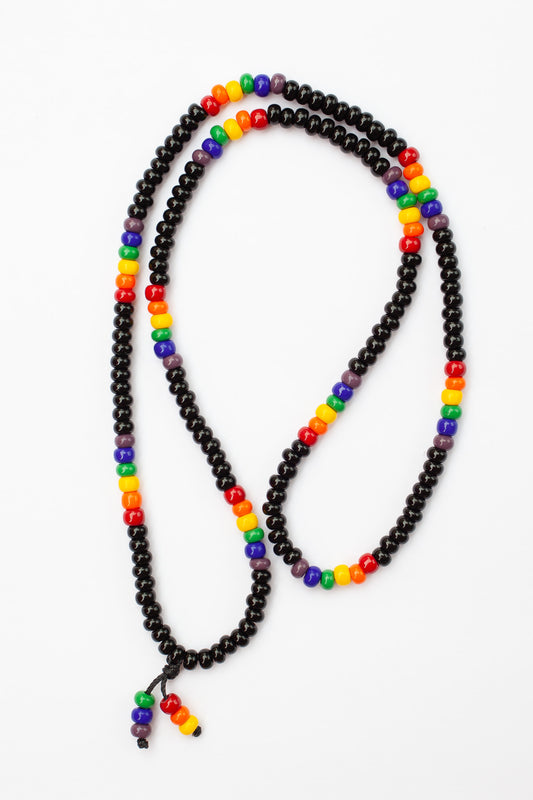 28" Long Black Unisex Pride Rainbow Beaded Necklace - My Urban Gems