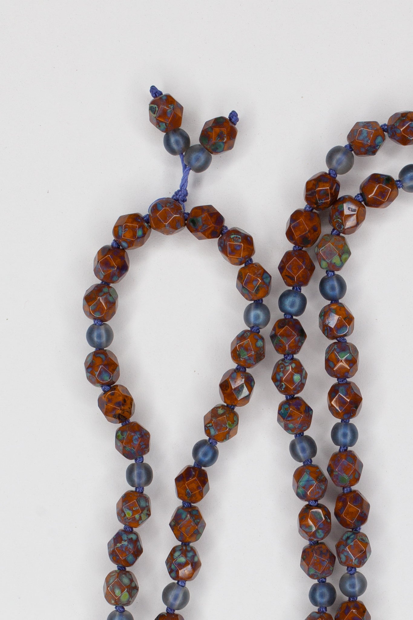 28" Long Hand Knotted Blue Sodalite Heart Pendant Necklace with Czech Glass Beads