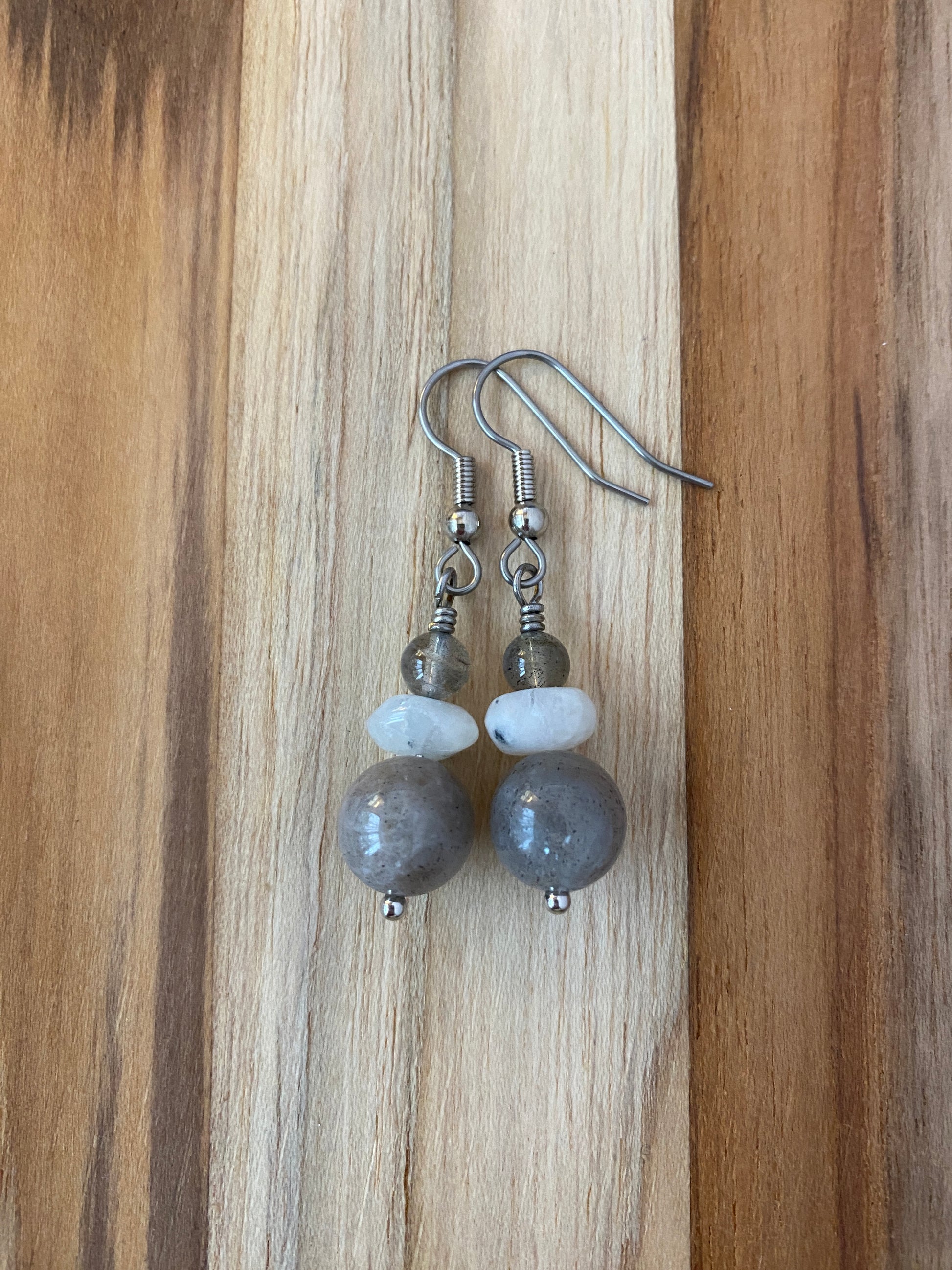 Labradorite & Moonstone Dangle Earrings - My Urban Gems