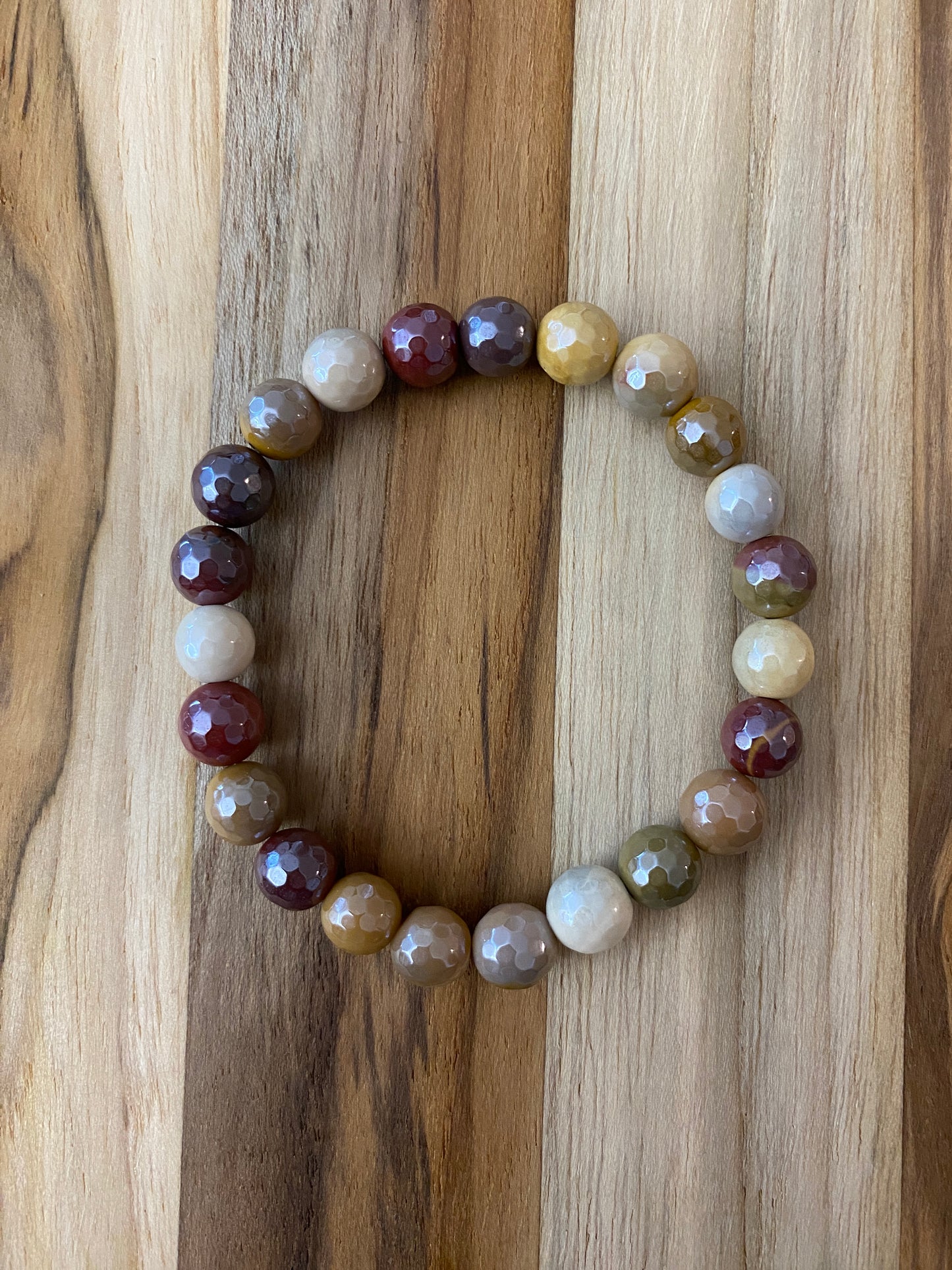 Mystic Titanium Multi Faceted Mookaite Beaded Stretch Bracelet