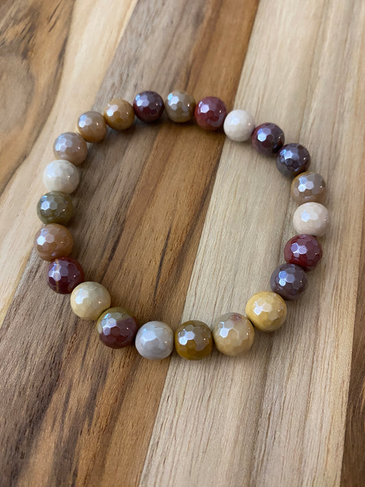 Mystic Titanium Multi Faceted Mookaite Beaded Stretch Bracelet