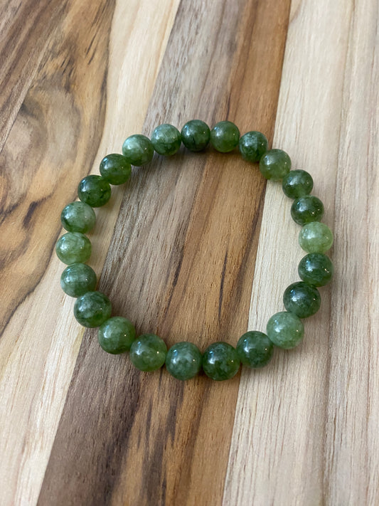 Green Jade Beaded Stretch Bracelet