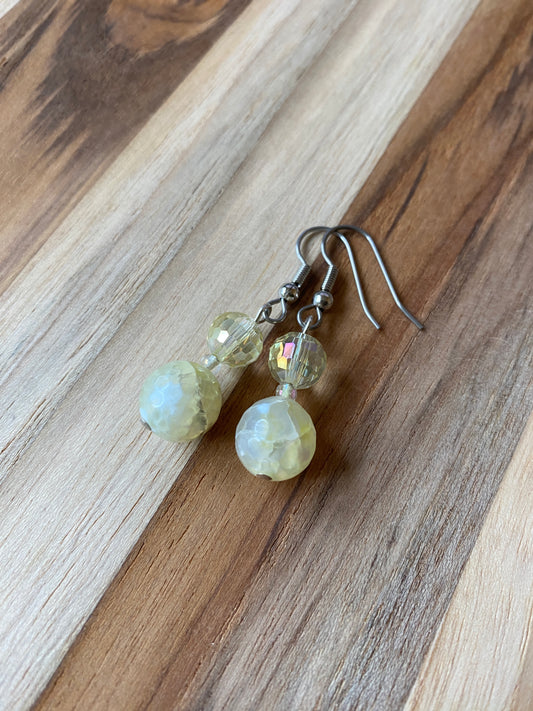 Lemon Cracked Agate & Crystal Earrings - My Urban Gems