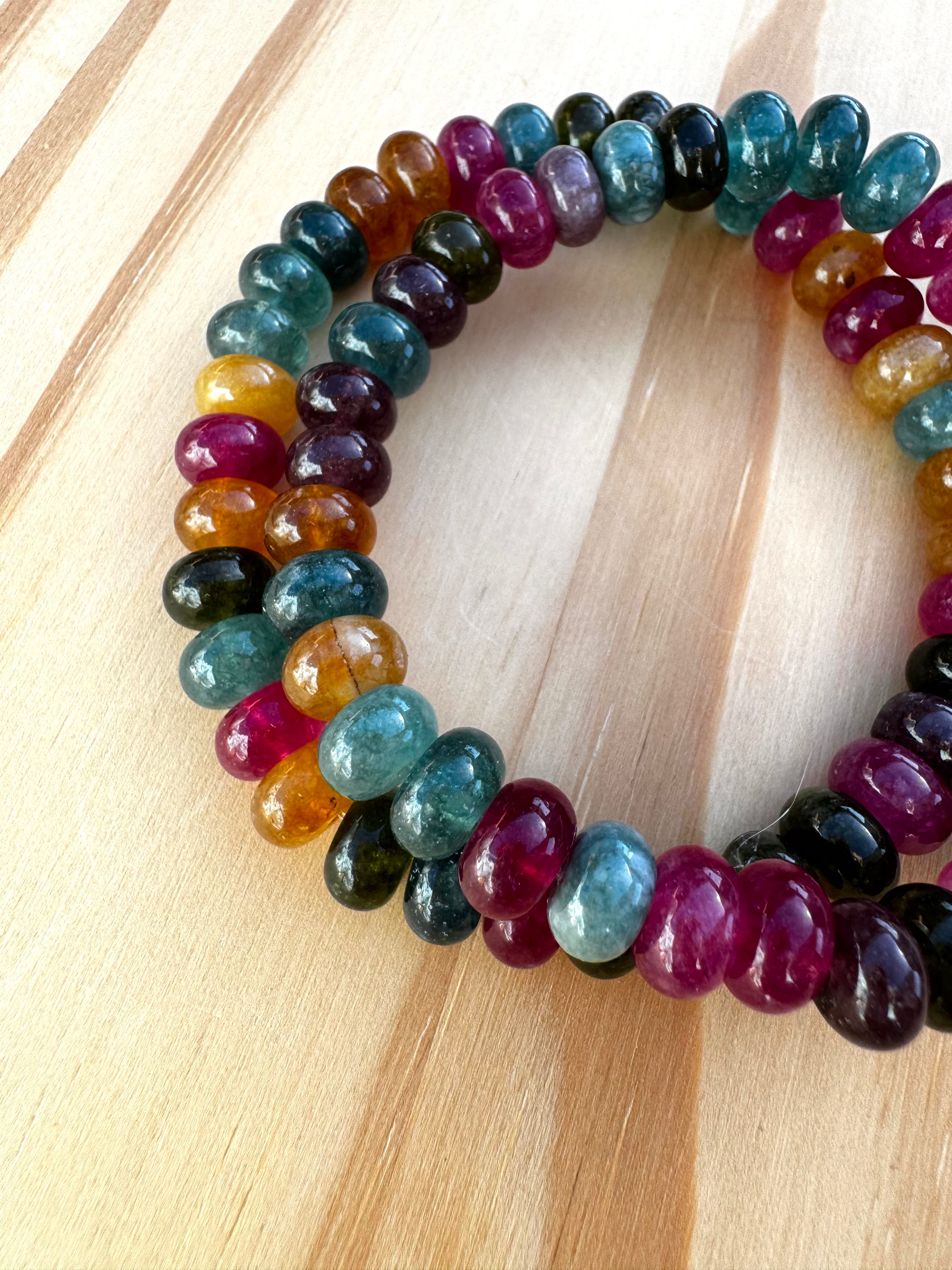 Tourmaline Colored Stretch Bracelet ~ 7"