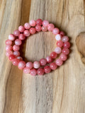 Pink Peach Chalcedony Stretch Bracelet ~ 7”