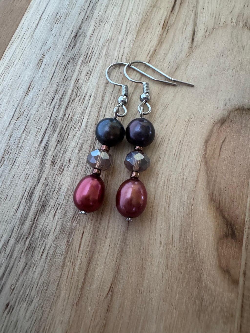 Freshwater Pearl Dangle Earrings with Crystal Accents