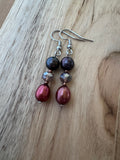 Freshwater Pearl Dangle Earrings with Crystal Accents