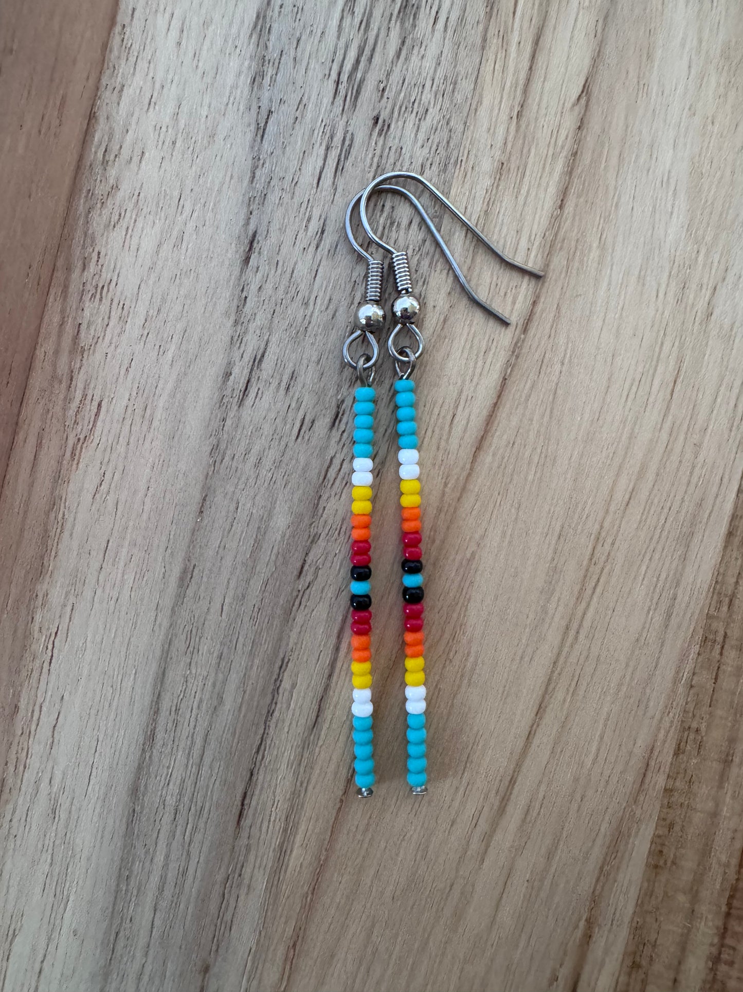 Native Inspired Western Seed Bead Stick Dangle Minimalist Earrings