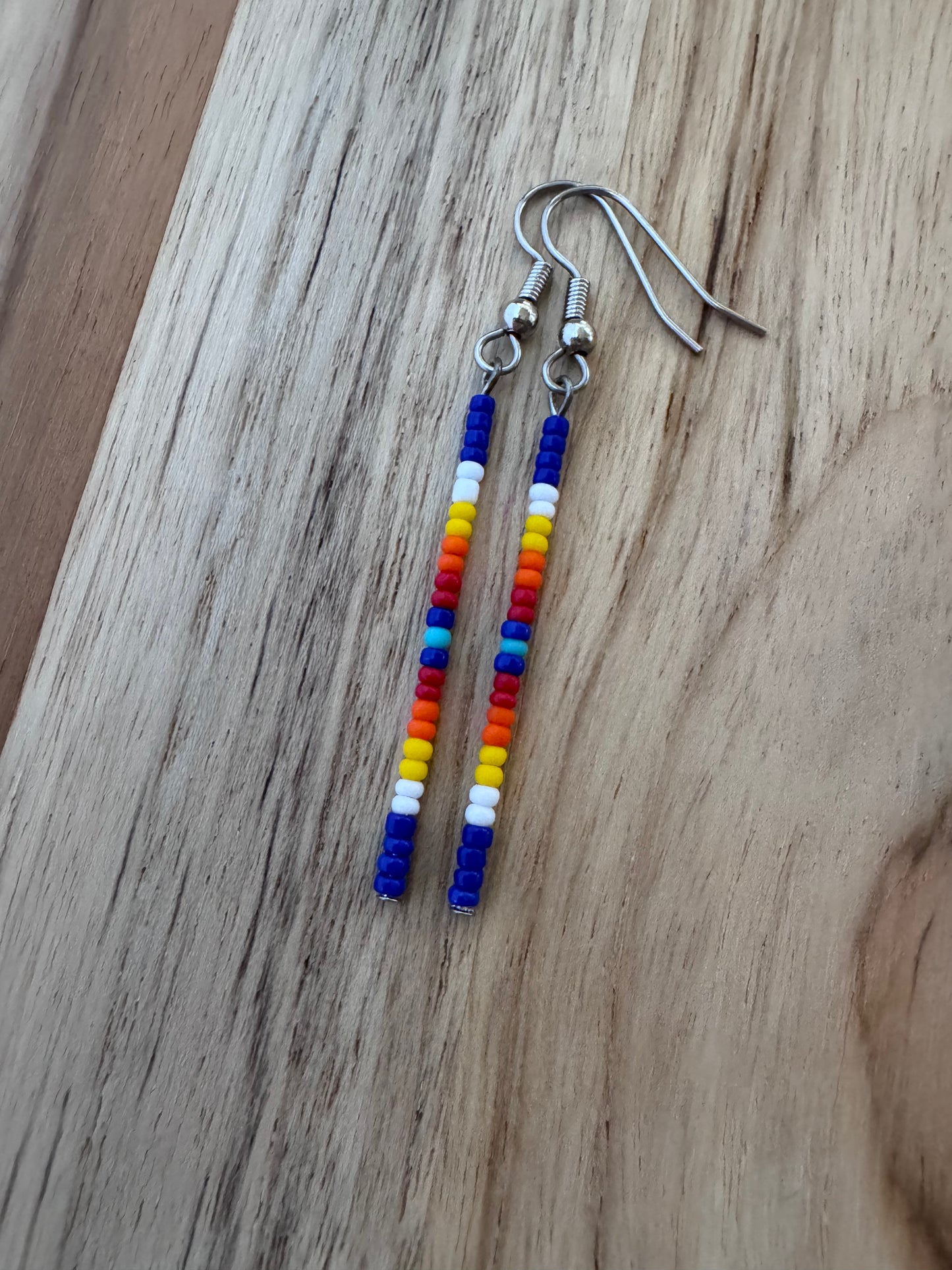 Native Inspired Western Seed Bead Stick Dangle Minimalist Earrings