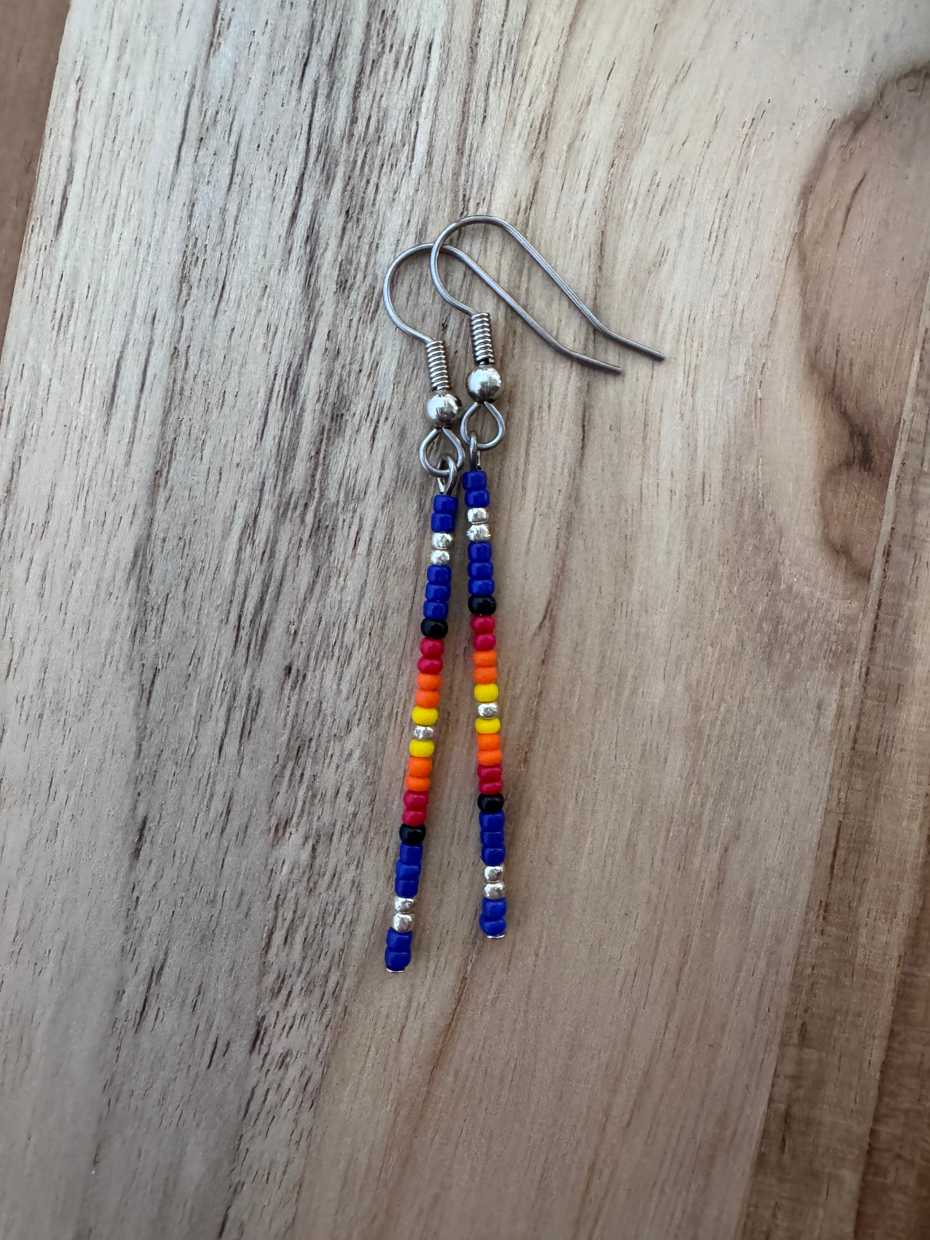 Native Inspired Western Seed Bead Stick Dangle Minimalist Earrings
