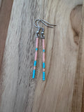 Native Inspired Western Seed Bead Stick Dangle Minimalist Earrings