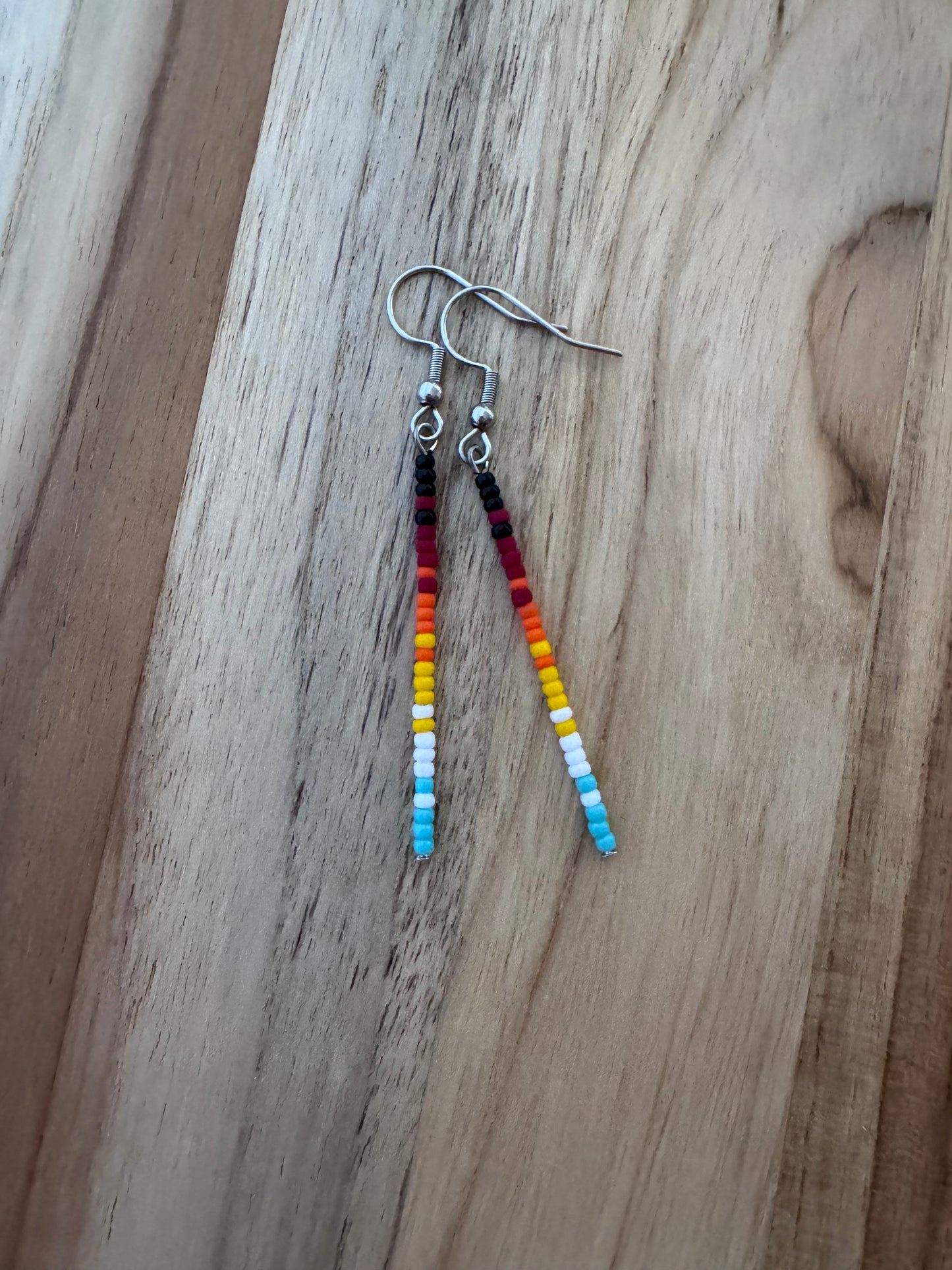 Native Inspired Western Seed Bead Stick Dangle Minimalist Earrings