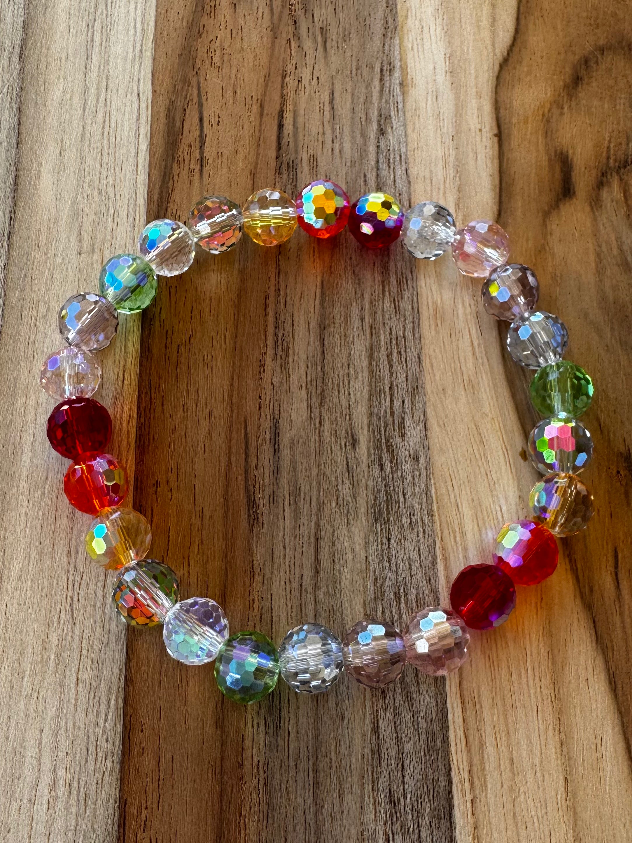 Multi-colored Crystal Stretch Bracelet with AB Finish ~ 7”