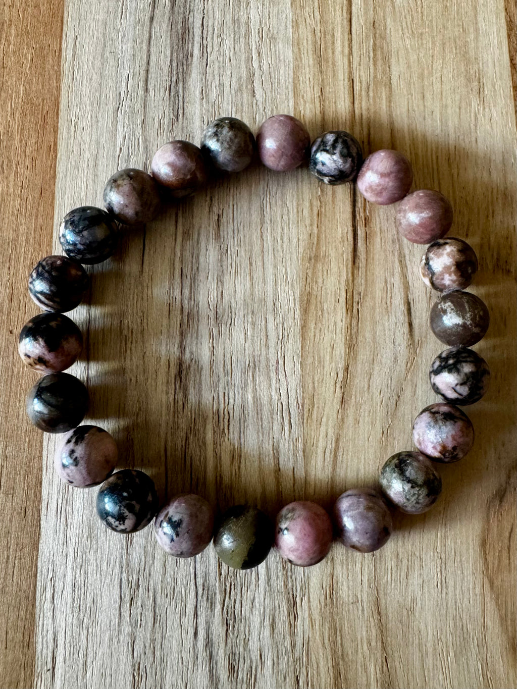Rhodonite Stretch Bracelet ~ 6.5”