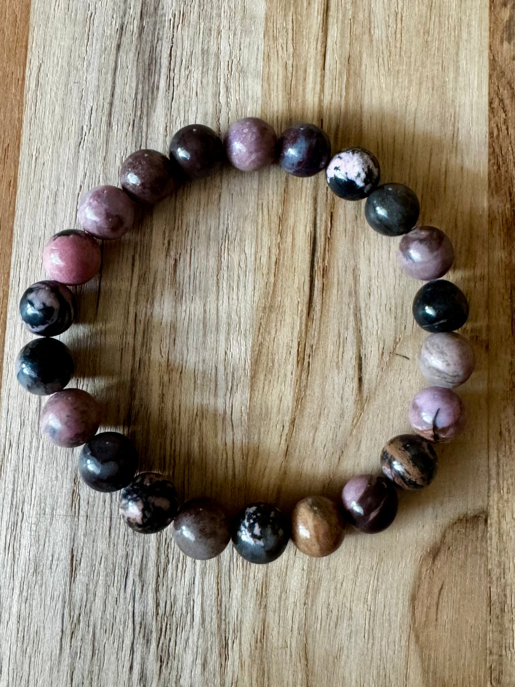 Rhodonite Stretch Bracelet ~ 6.5”
