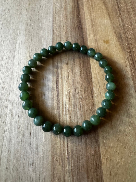 Dainty Canadian Jade Stretch Bracelet ~ 6.5”
