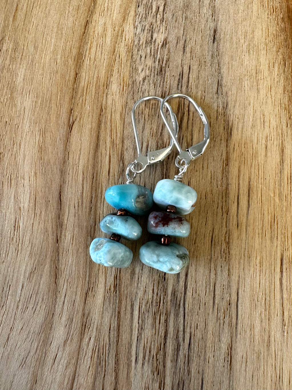 Larimar Dangle Earrings ~ Sterling Silver