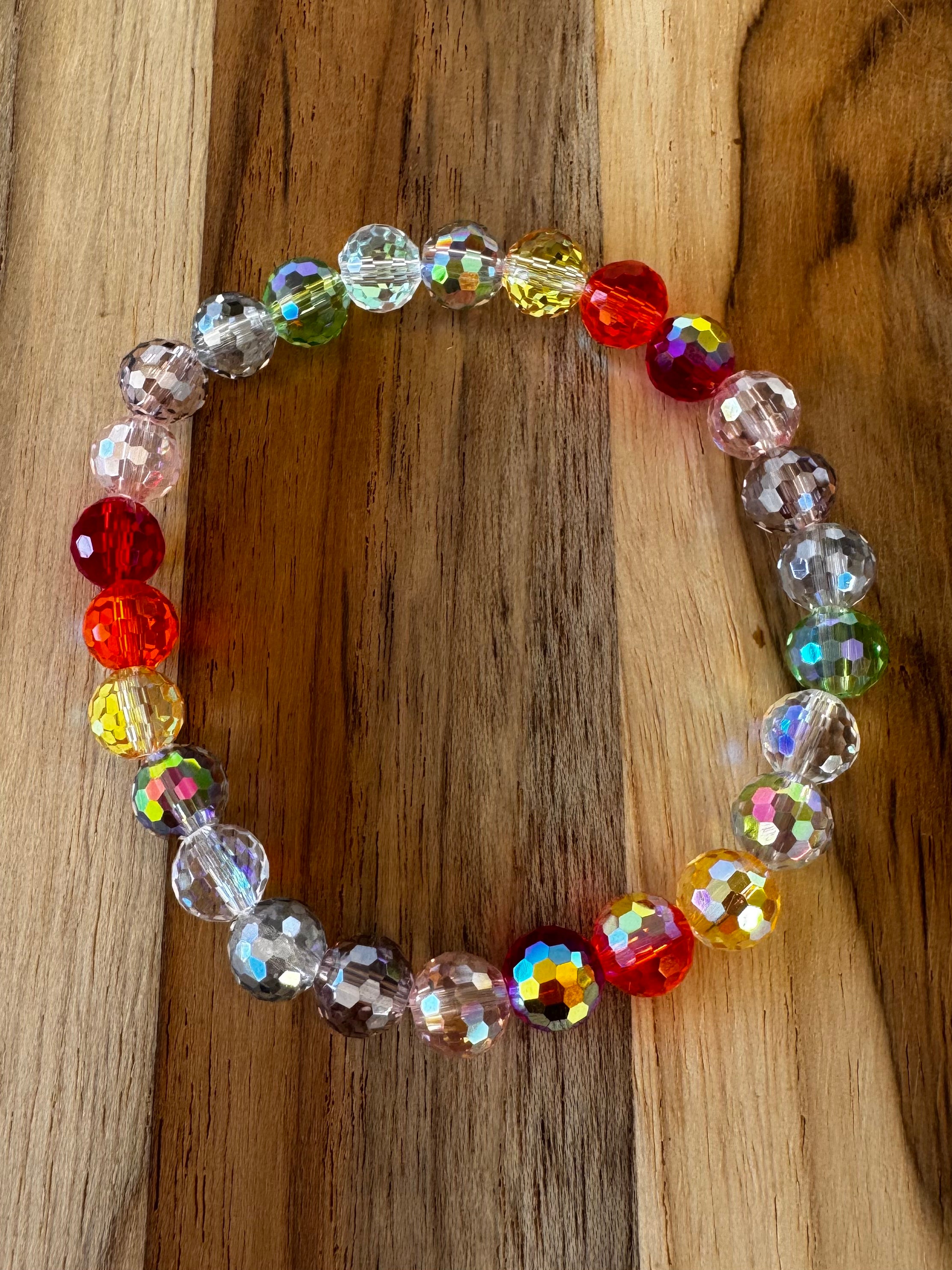 Multi-colored Crystal Stretch Bracelet with AB Finish ~ 7”