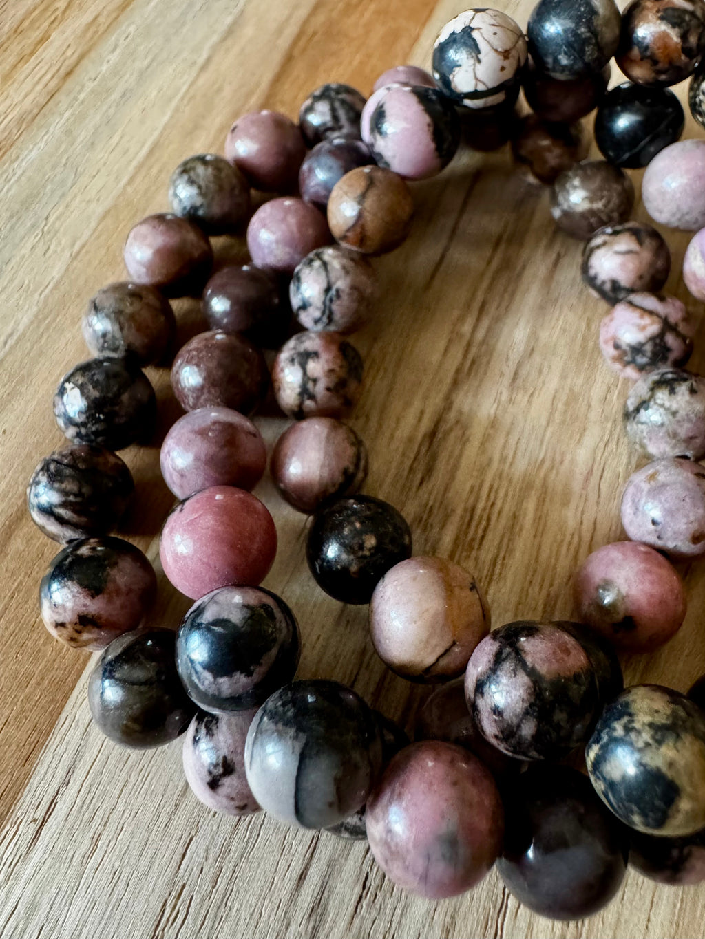 Rhodonite Stretch Bracelet ~ 6.5”