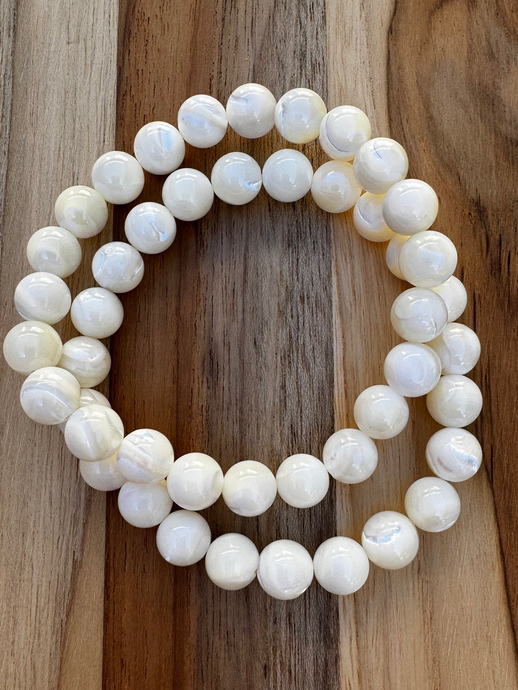 Creamy White Mother of Pearl Stretch Bracelet ~ 7” in Size