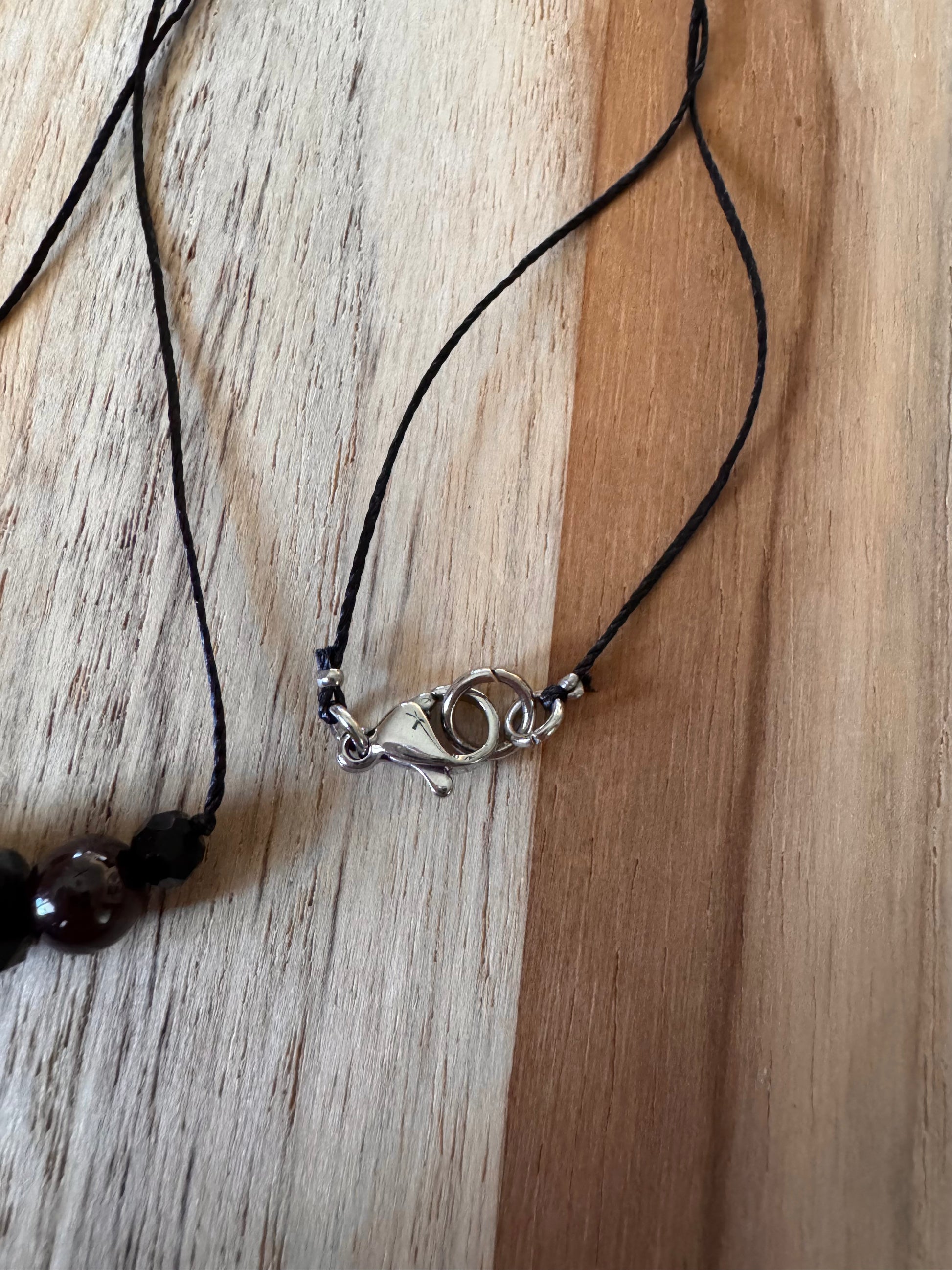 Dainty Minimalist Tigereye and Garnet Floating Necklace ~ Stainless Steel Clasp