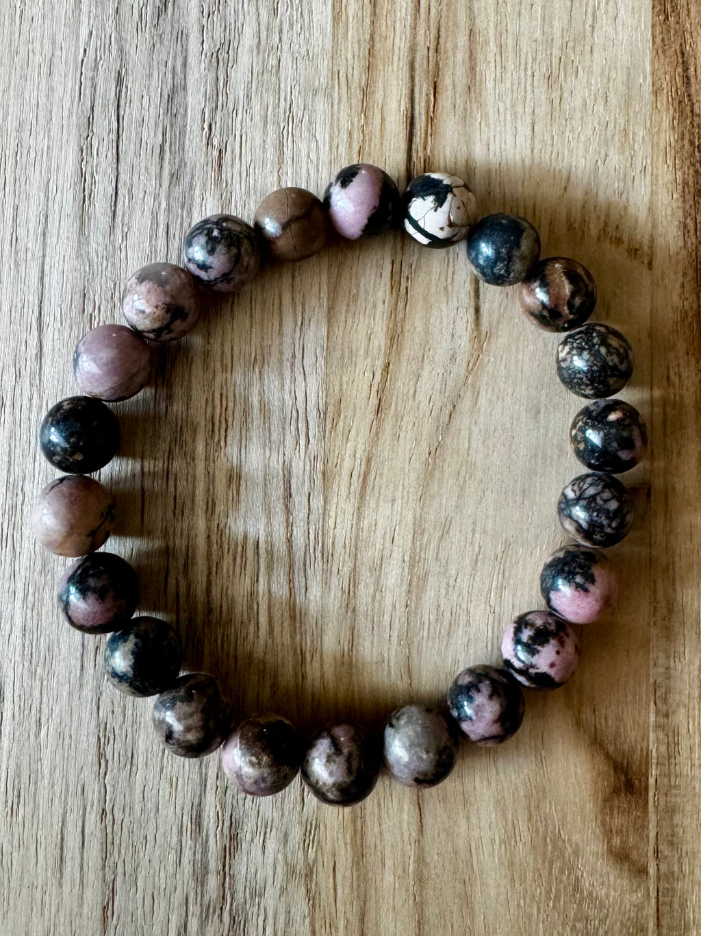 Rhodonite Stretch Bracelet ~ 6.5”