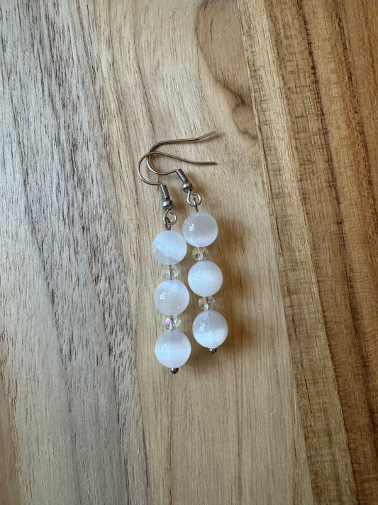 White Selenite Dangle Earrings