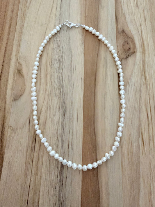 Custom ~ White freshwater pearl Necklace ~ Sterling silver