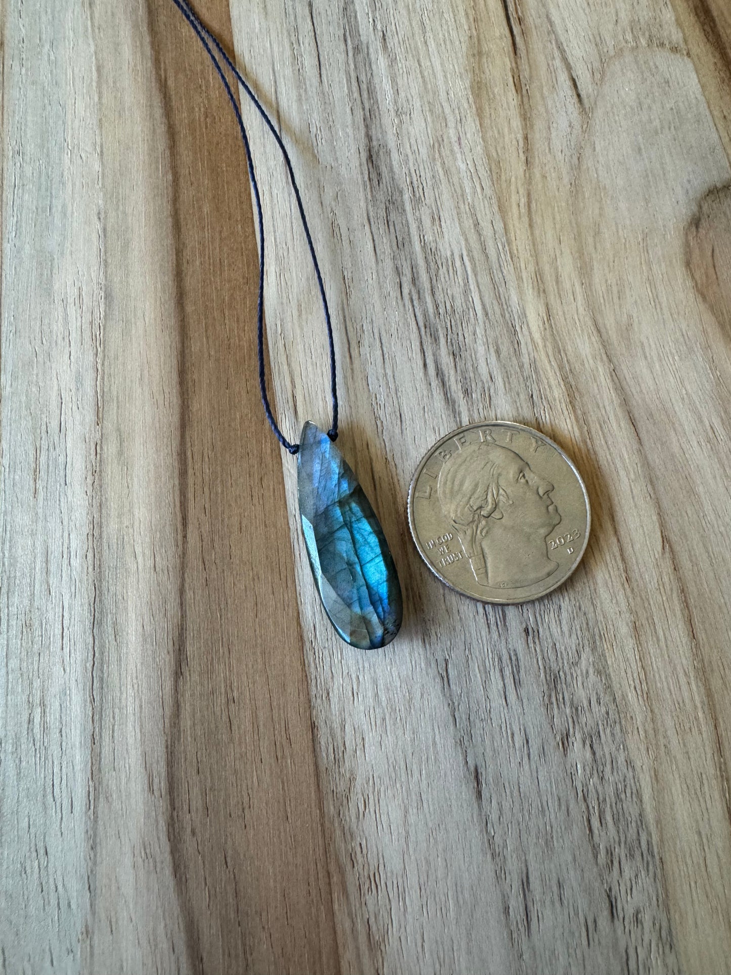 Dainty Blue Flash Faceted Labradorite Floating Minimalist Pendant Necklace ~ Sterling Silver Clasp